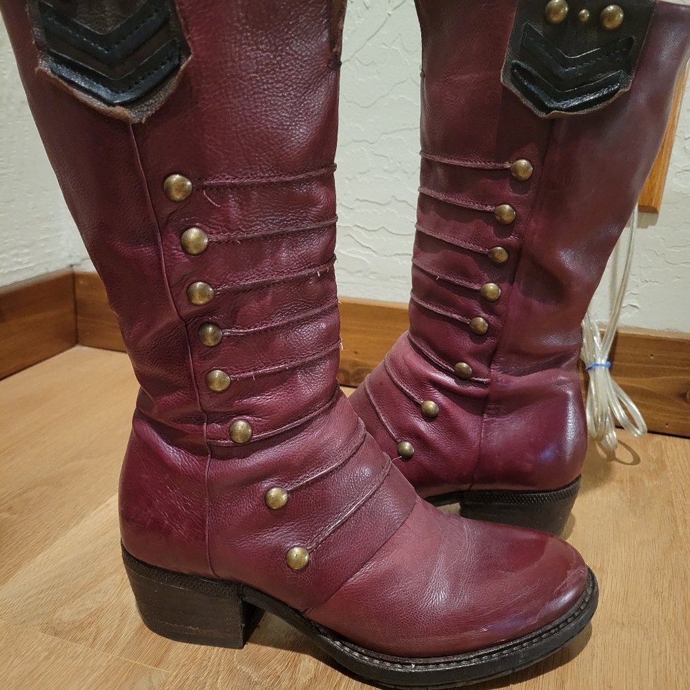 Rare A.S.98 Women's Burgundy Leather Mid Calf Boots 37 - Picture 5 of 7